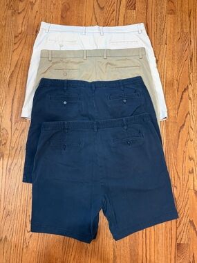 2 Navy Pairs of Nautica Flat Front Shorts +2 pairs Amazon Essentials short FREE